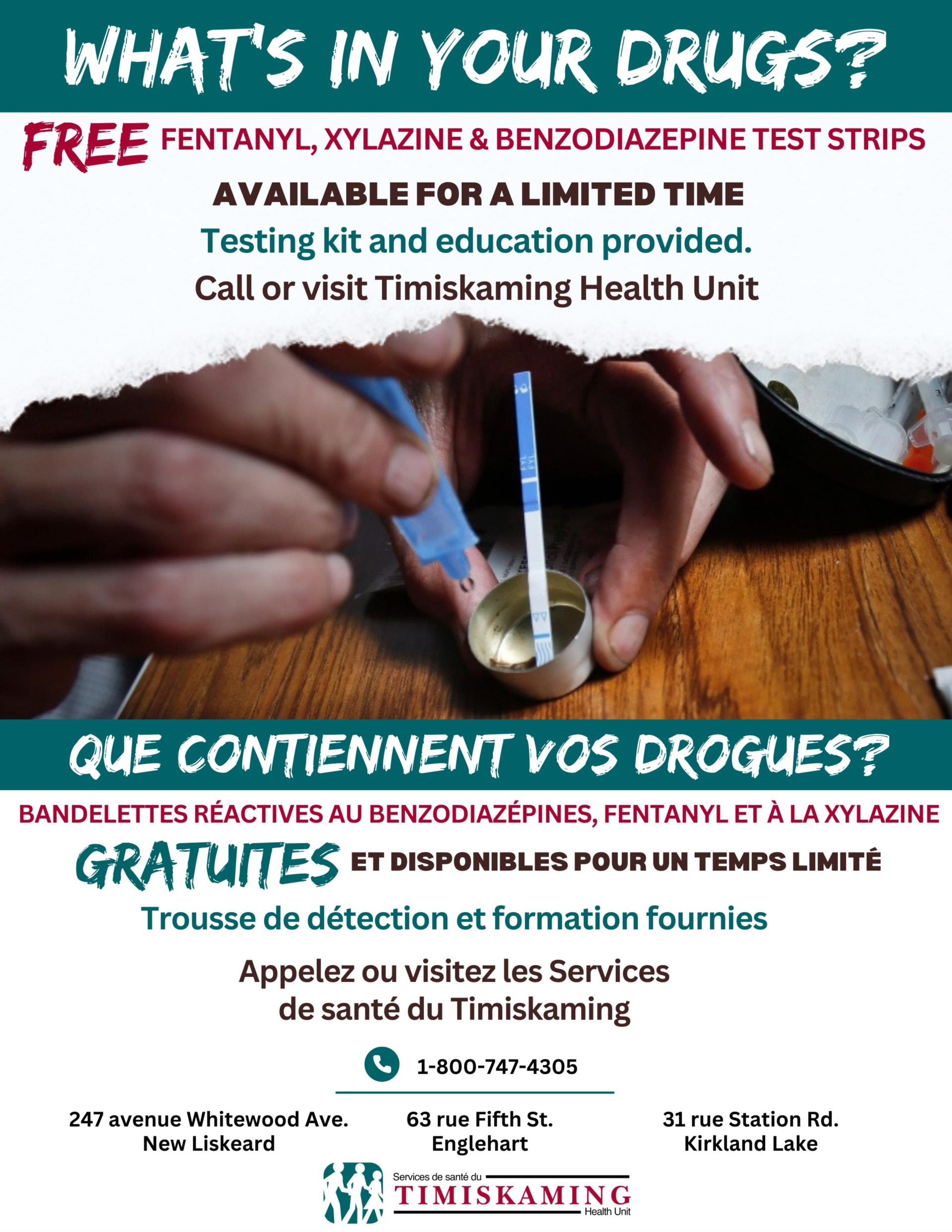 Que contiennent vos drogues? Bandelettes réactives au fentanyl et à la xylazine gratuites et disponsibles pour au SST
